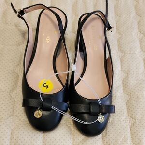 Kate Spade Black Slingback Heels with Bow